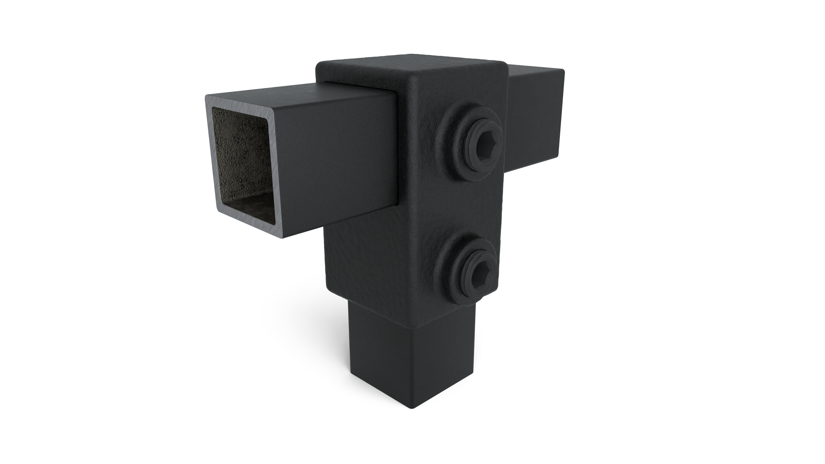 Conector de tubos cuadrado negro