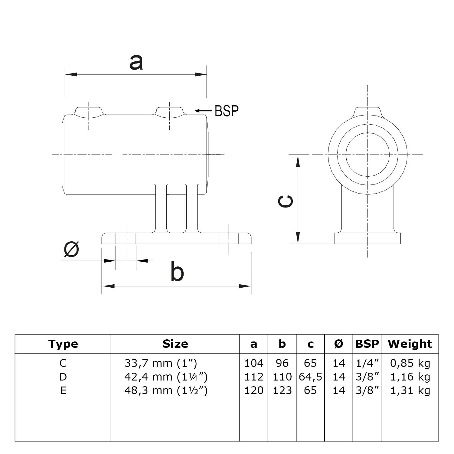 Soporte vertical de pared 42,4 mm (1¼")