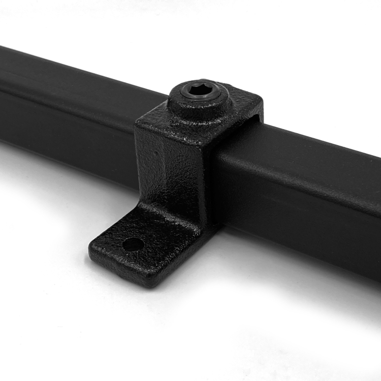 Conector de tubo para fijación a panel para tubos cuadrados, negro - 40 mm