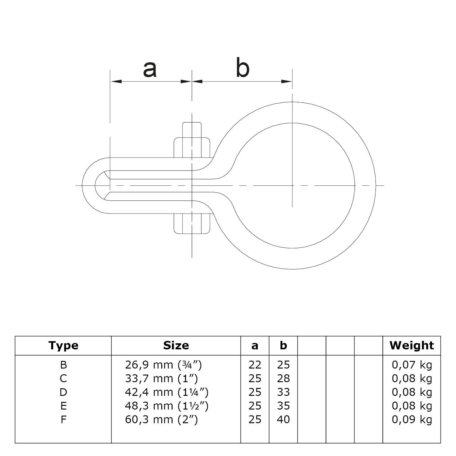 Soporte de rejilla, simple 33,7 mm (1")