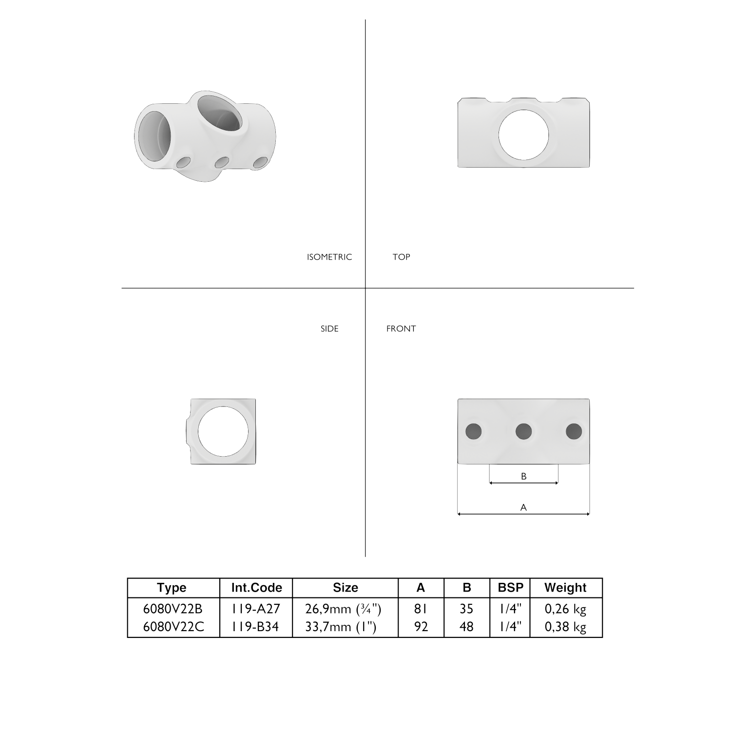 119-A Pasador transversal pasante - 26,9 mm marrón