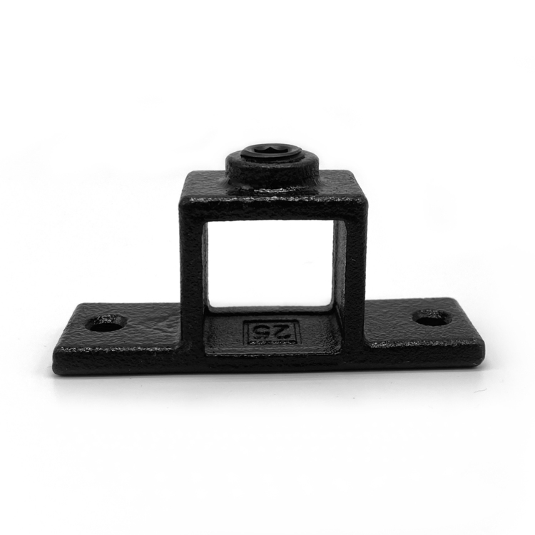 Pieza de ojal con lengüeta doble para tubos cuadrados, negra - 40 mm
