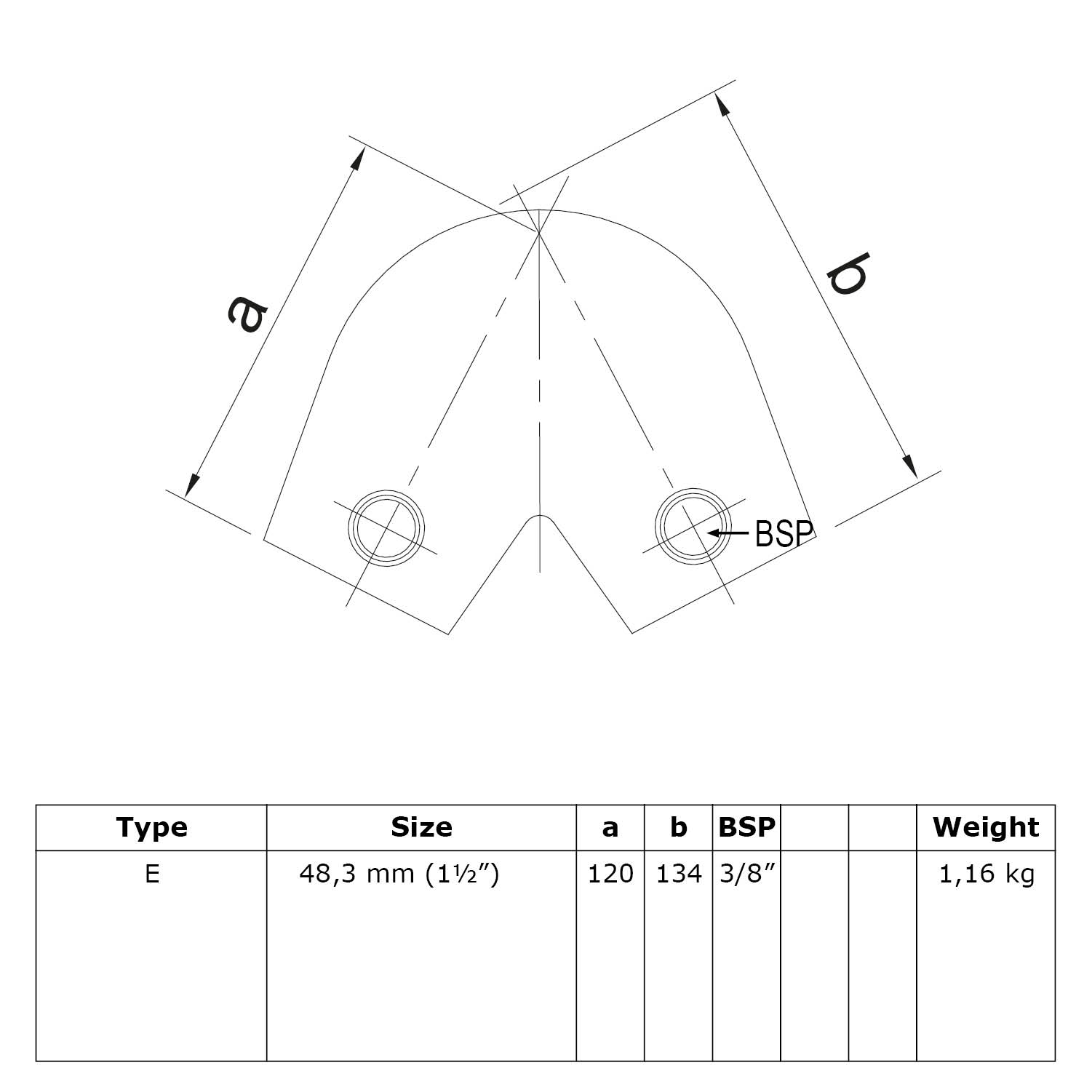 Arco 40° - 70° variable. 48,3 mm (1½")